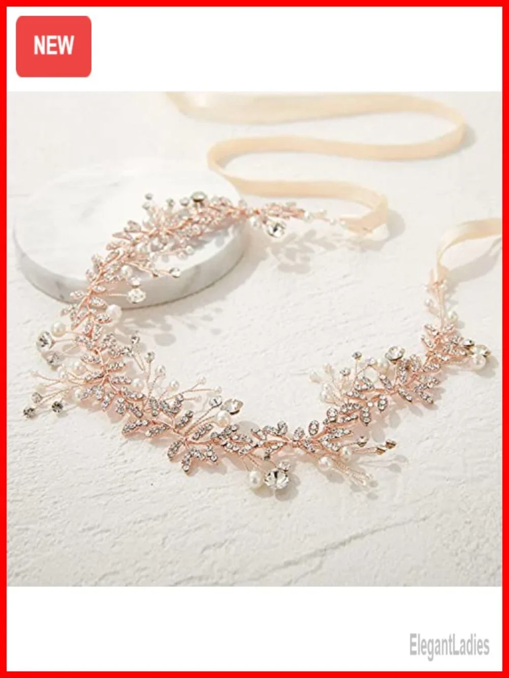 Bridal Headband Hair Vine with Crystal and Pearl Details